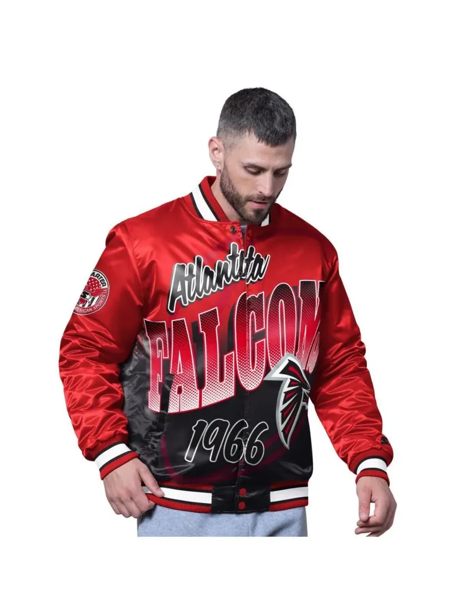 Starter Мужская красная куртка Atlanta Falcons Pass Rush Varsity с застежкой на кнопках — изображение 1 из 2, красный