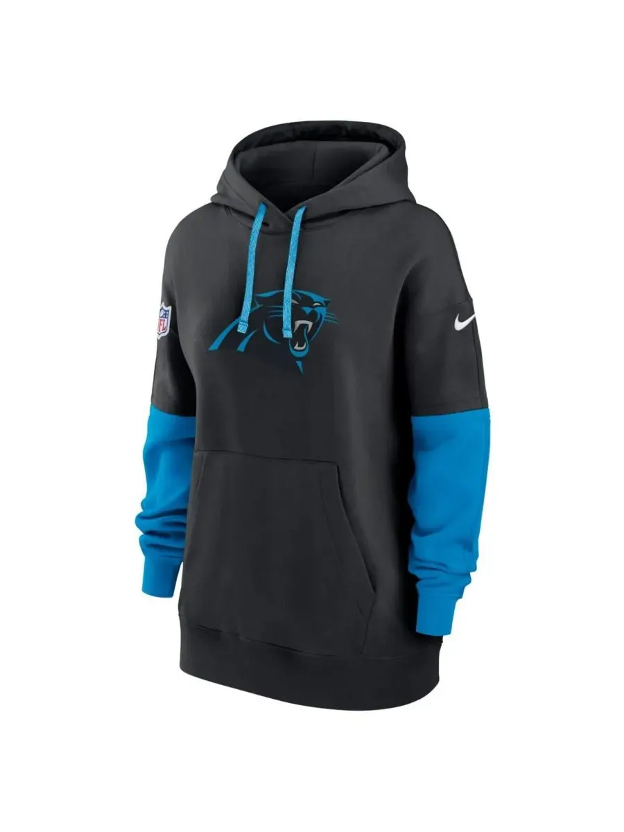 Nike Женская черная флисовая толстовка с капюшоном Carolina Panthers 2024 Sideline Essential — изображение 2 из 3, черный