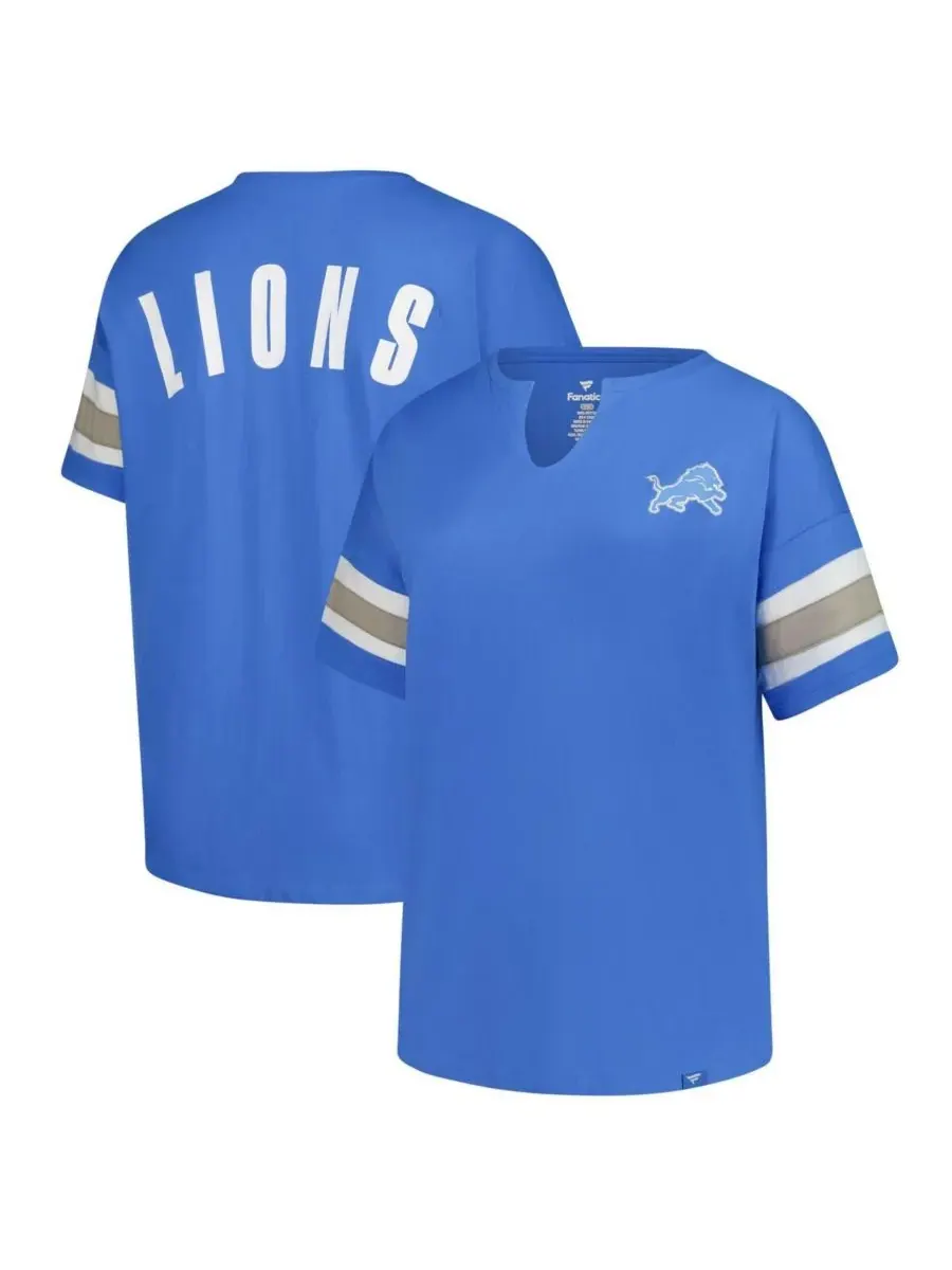 Fanatics Женская синяя футболка Detroit Lions большого размера Redzone с вырезом на воротнике — изображение 1 из 3, синий