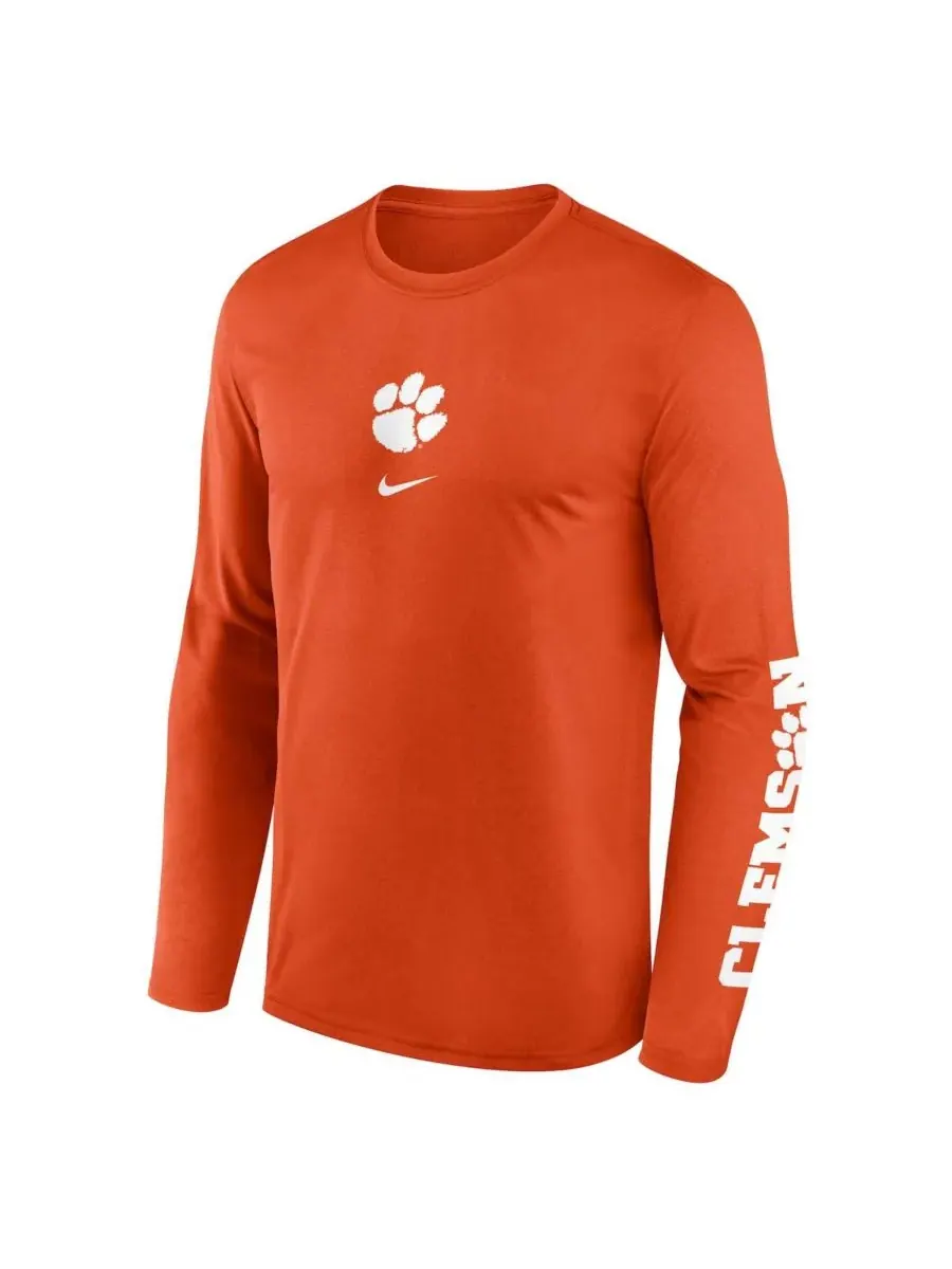 Nike Мужская оранжевая футболка с длинным рукавом Clemson Tigers Primetime Center Lockup Two-Hit — изображение 3 из 3