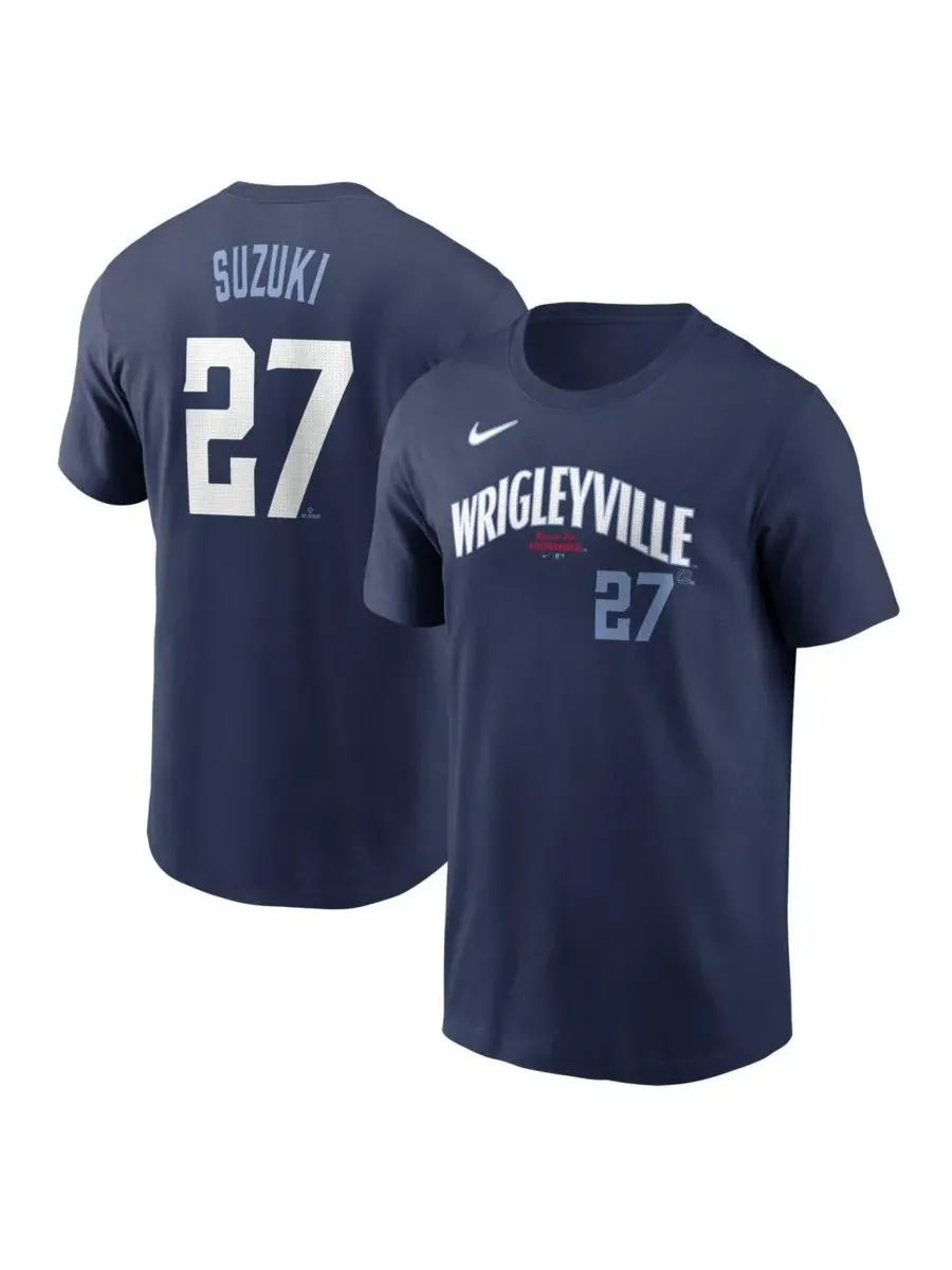 Nike Мужская футболка Seiya Suzuki Navy Chicago Cubs Fuse City Connect с именем и номером — изображение 1 из 3, темно-синий