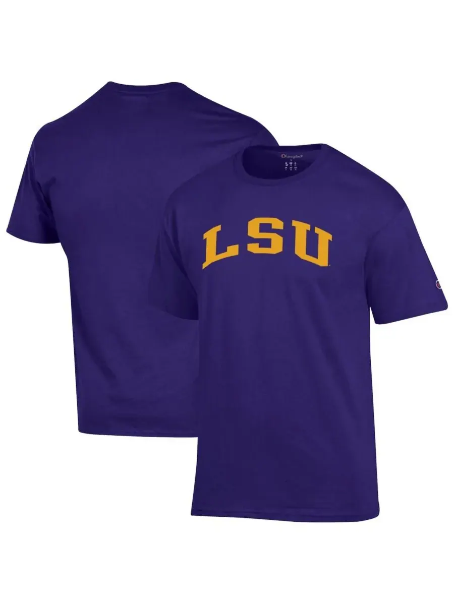 Champion Мужская фиолетовая базовая футболка LSU Tigers с арочным верхом — изображение 1 из 3, фиолетовый