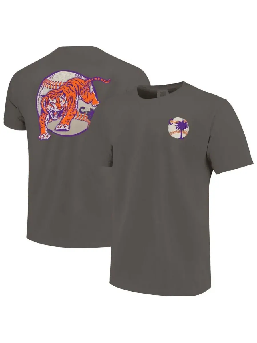 Image One Мужская серая бейсбольная футболка Clemson Tigers Palmetto C — изображение 1 из 3, серый
