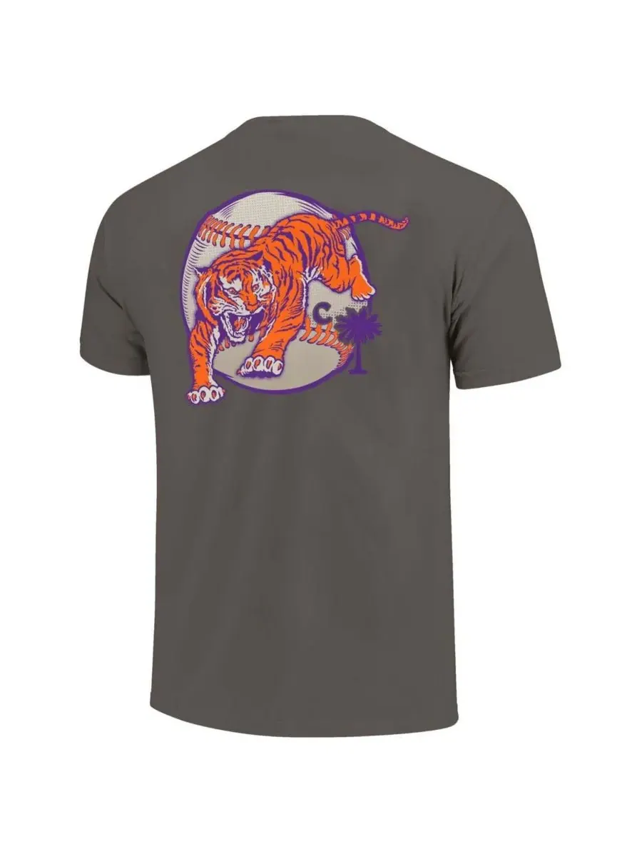 Image One Мужская серая бейсбольная футболка Clemson Tigers Palmetto C — изображение 3 из 3, серый