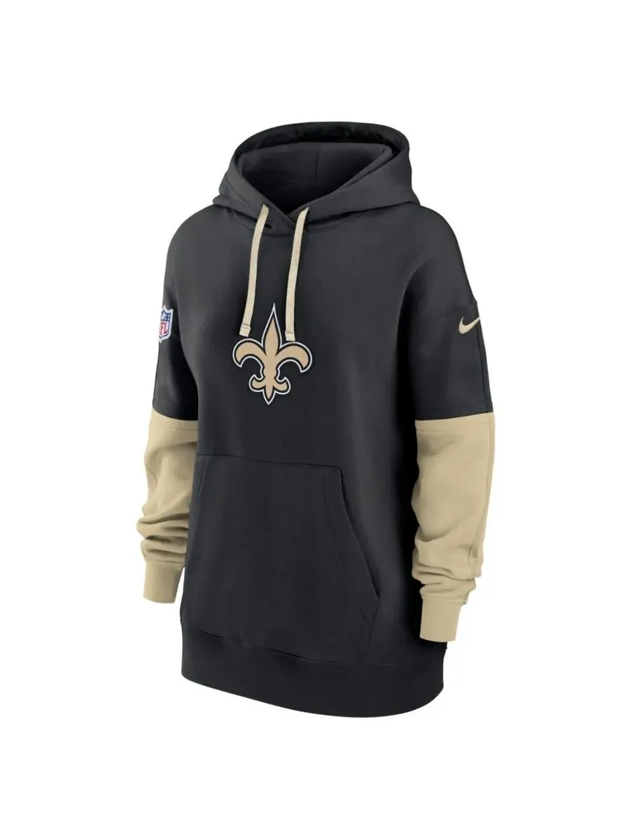 Nike Женская черная флисовая толстовка с капюшоном New Orleans Saints 2024 Sideline Essential — изображение 2 из 3, черный