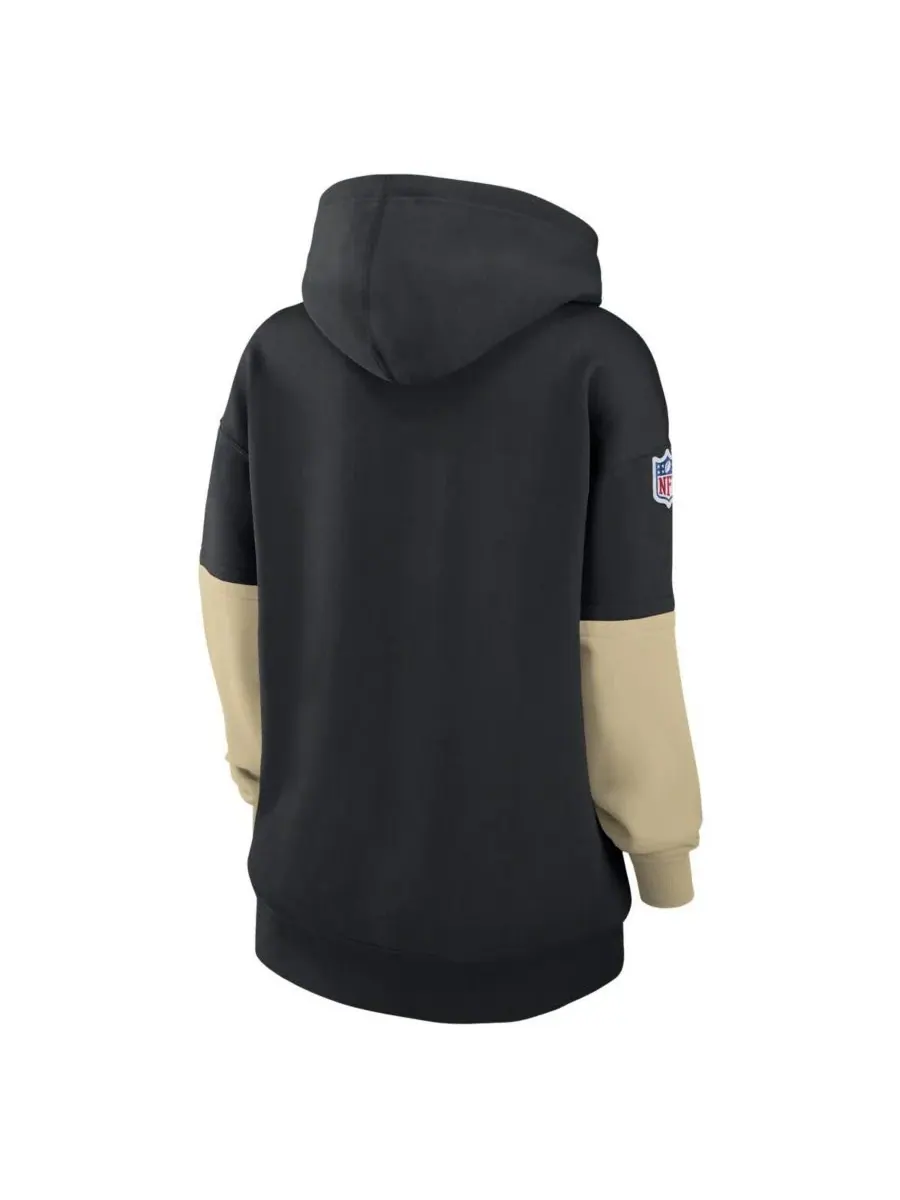 Nike Женская черная флисовая толстовка с капюшоном New Orleans Saints 2024 Sideline Essential — изображение 3 из 3, черный