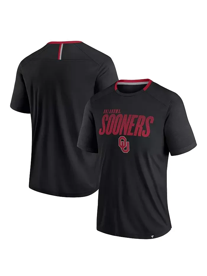 Мужская черная футболка Oklahoma Sooners Defender Fade Slant Fanatics — изображение 1 из 3
