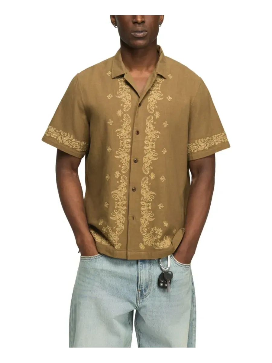 Мужская рубашка с коротким рукавом и перфорацией в виде банданы Lucky Brand, Kangaroo