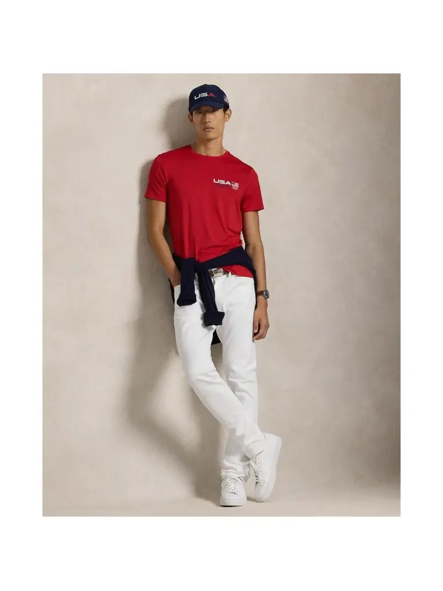 Футболка-поло Ralph Lauren, мужская, из эластичного трикотажа, символизирующая сборную США Polo — изображение 4 из 4, красный