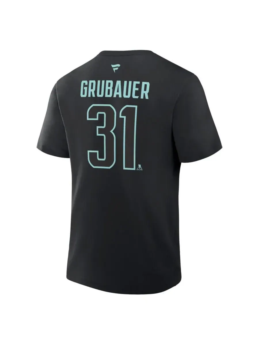 Fanatics Мужская черная футболка Philipp Grubauer Seattle Kraken Authentic Stack с именем и номером — изображение 3 из 3