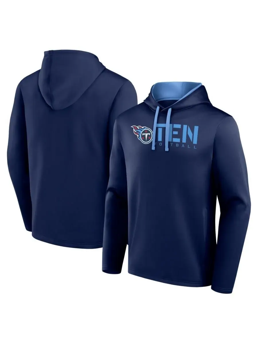 Logo Athletic Мужская толстовка с капюшоном Tennessee Titans Head Start темно-синего цвета — изображение 1 из 3, темно-синий