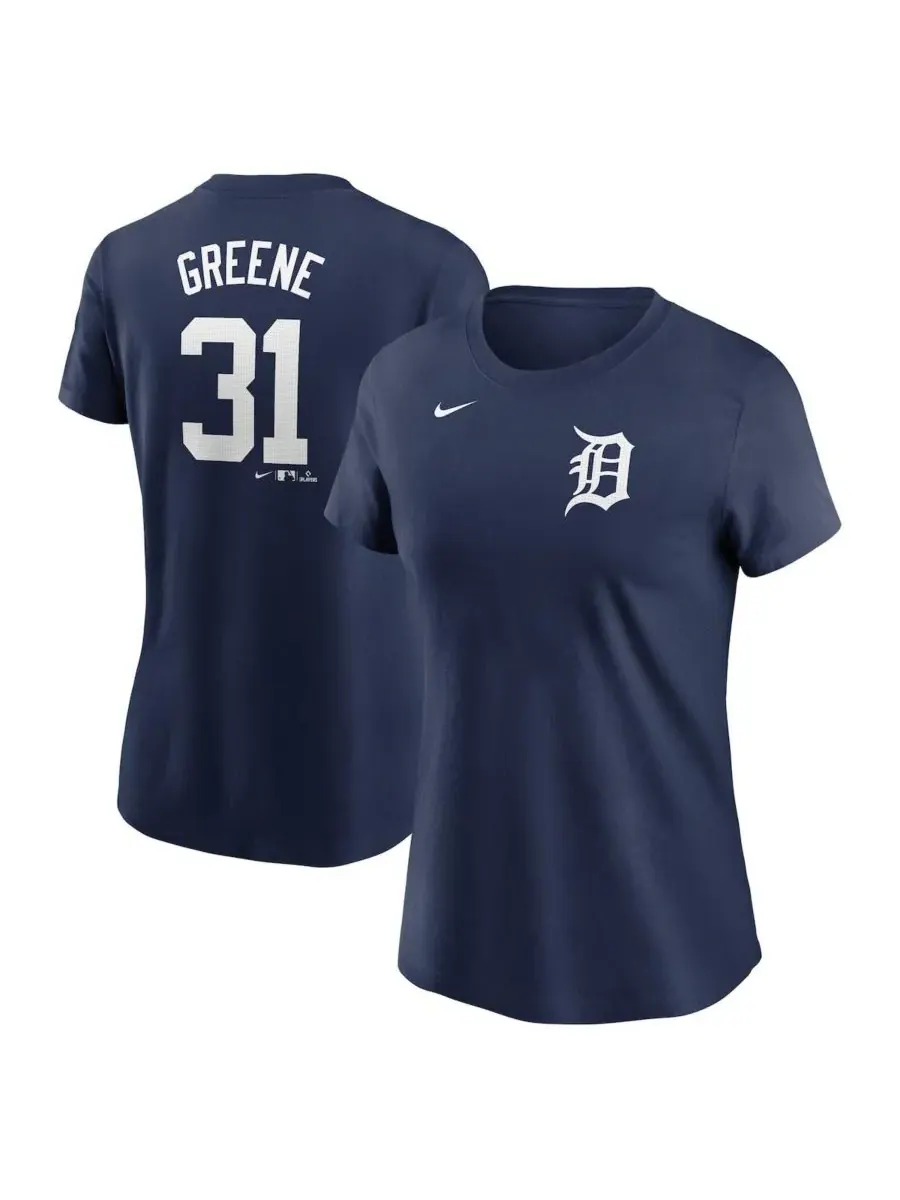 Nike Женская футболка Riley Greene Navy Detroit Tigers Fuse с номером и фамилией — изображение 1 из 3, темно-синий