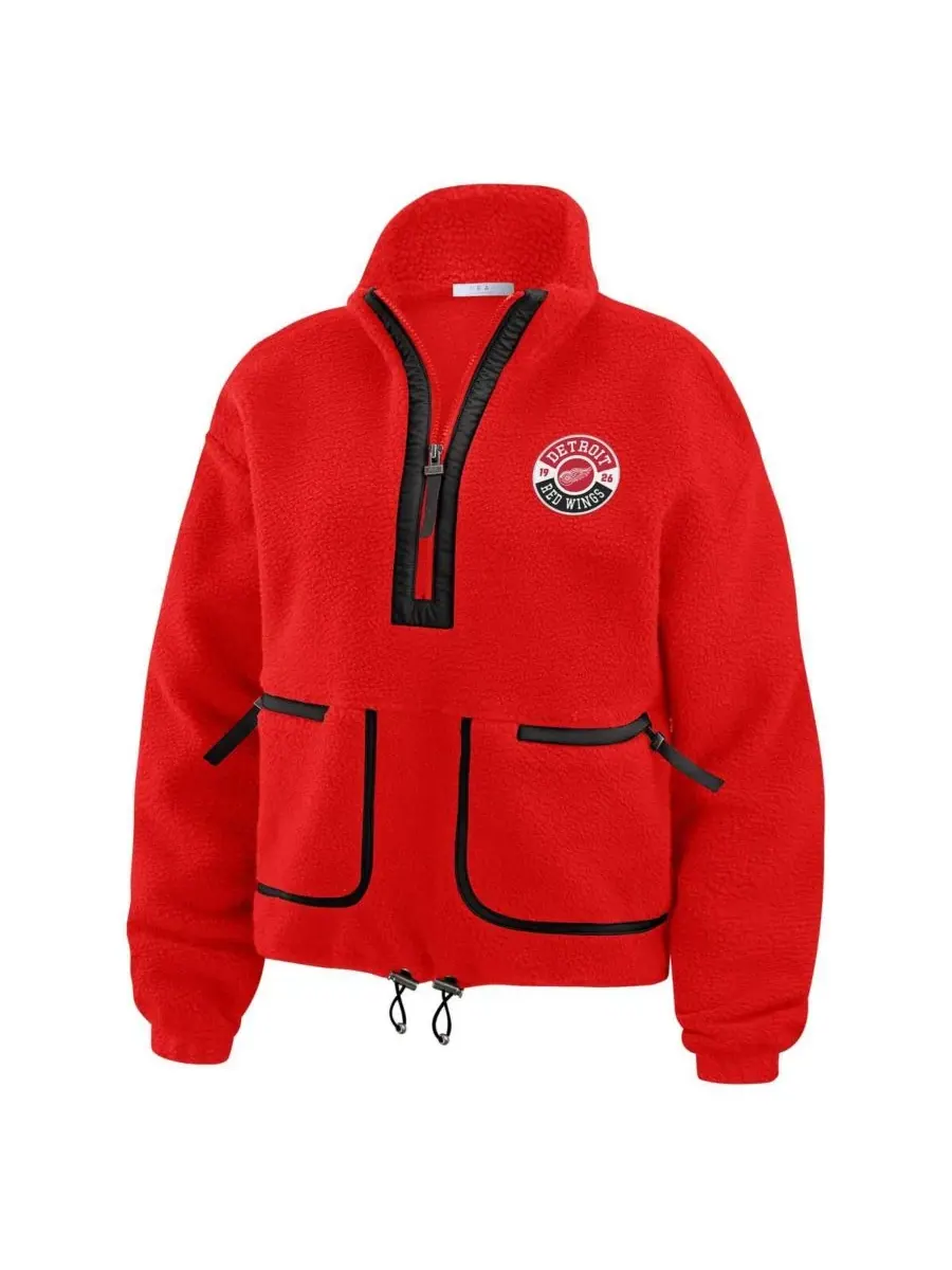 WEAR by Erin Andrews Женская красная флисовая куртка Detroit Red Wings с застежкой-молнией до — изображение 5 из 5, красный