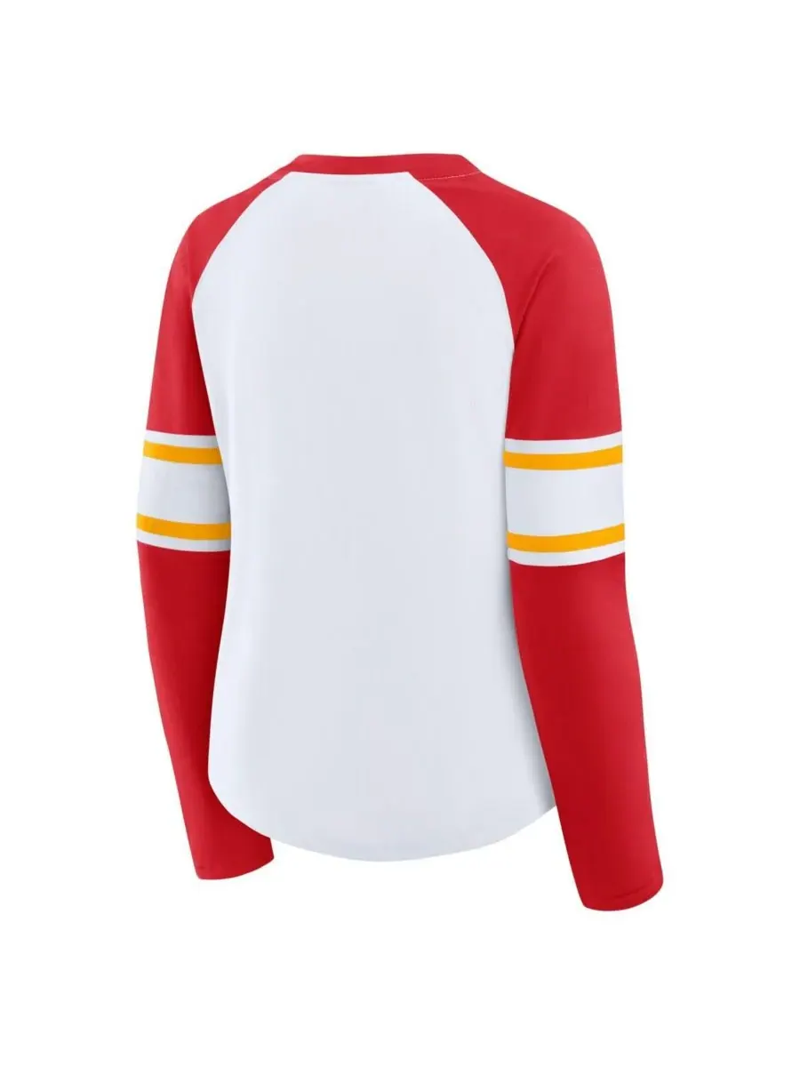 Fanatics Женская белая футболка с длинными рукавами и шнуровкой Kansas City Chiefs больших размеров — изображение 3 из 3