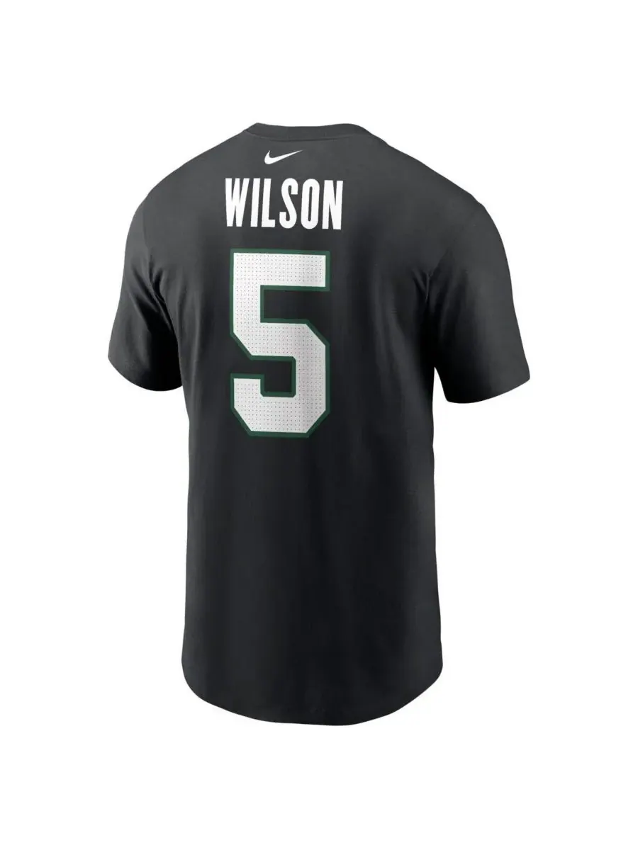 Nike Мужская черная футболка Garrett Wilson с номером игрока команды New York Jets — изображение 3 из 3, черный