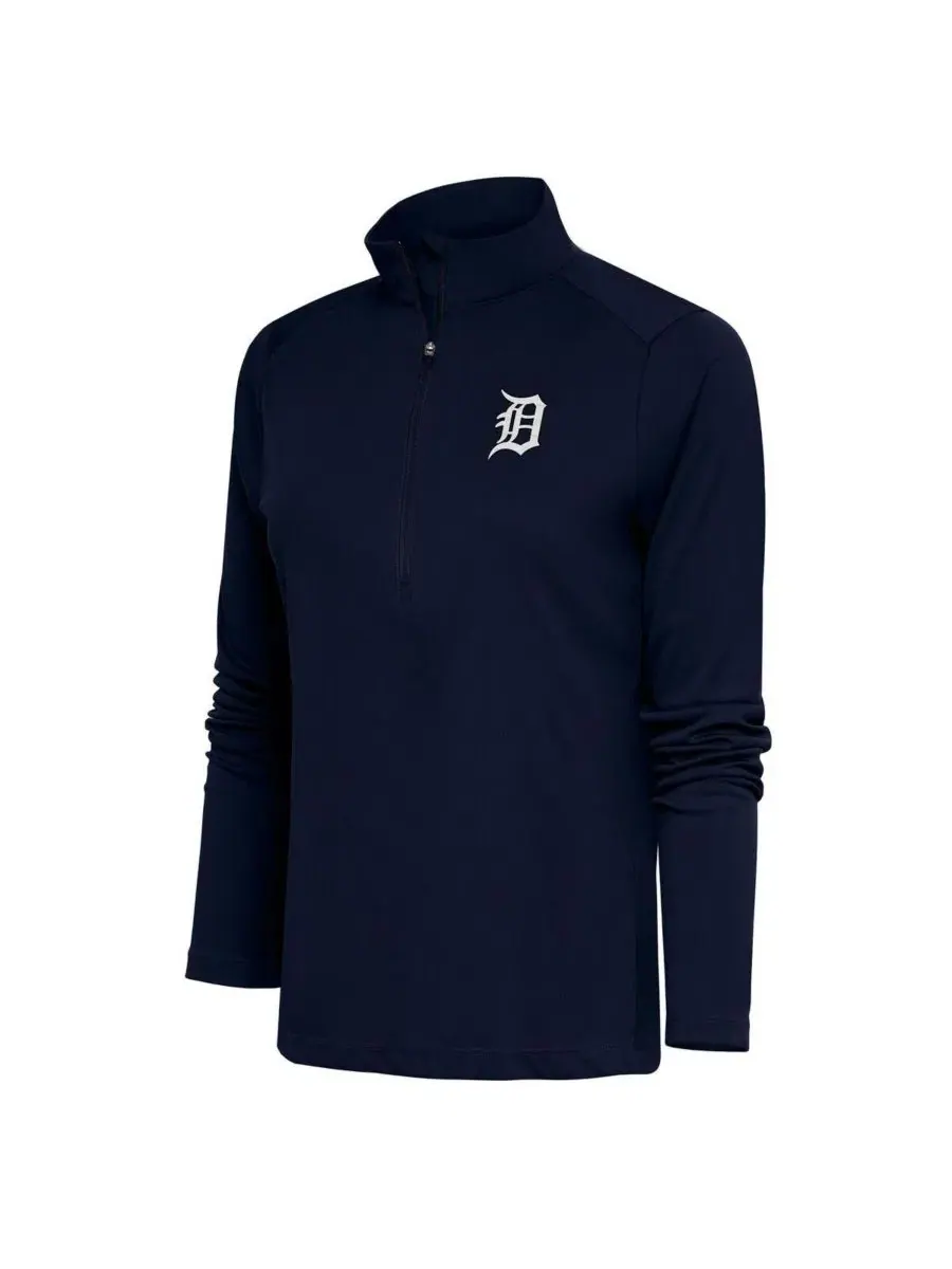 Женский пуловер с полузамком Navy Detroit Tigers Brushed Metallic Tribute Antigua — изображение 1 из 1, темно-синий