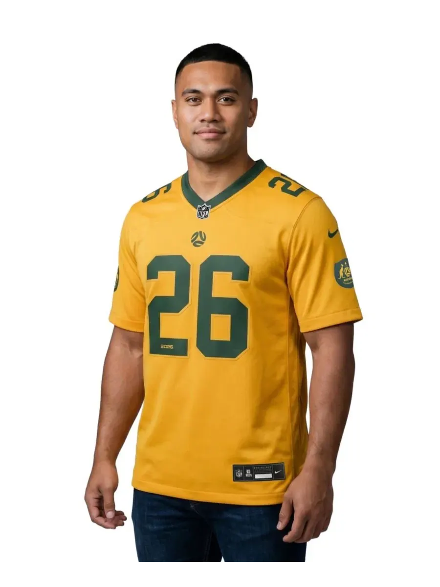 Футболка-джерси с коротким рукавом, с принтом, Australia National Team x NFL Game Jersey Nike — изображение 1 из 5, золото