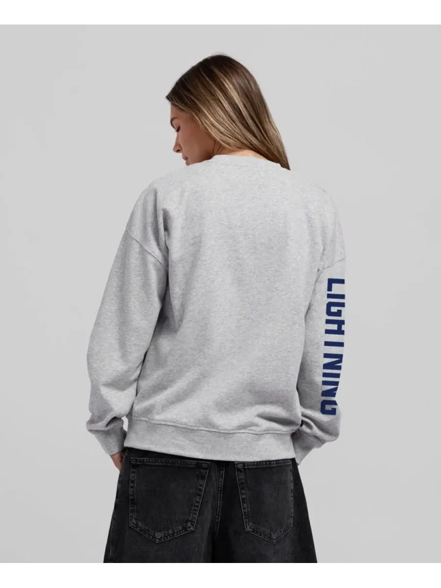 Свитшот оверсайз с длинным рукавом, с принтом Mitchell & Ness — изображение 2 из 2, серый