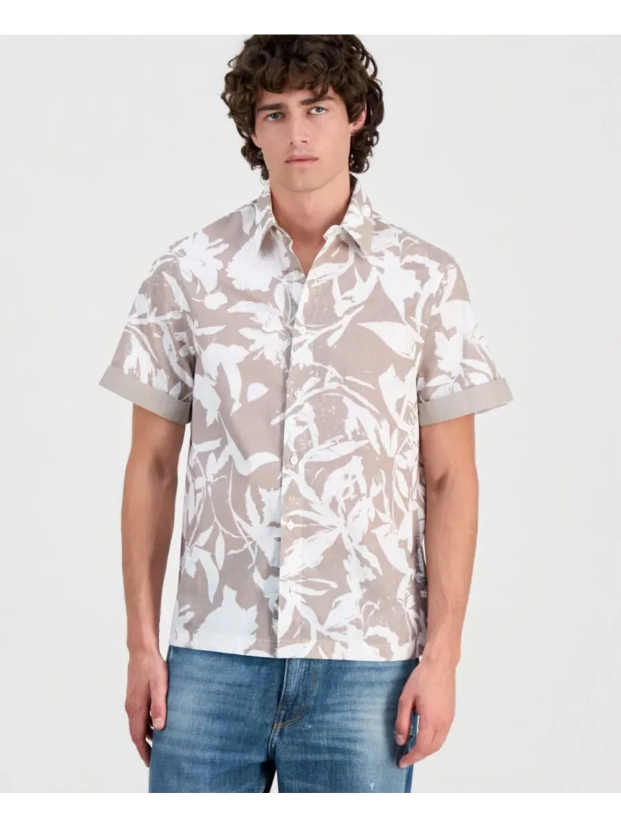 Мужская рубашка с принтом по всей поверхности на пуговицах GUESS, Allover Abstract Flowers G9I0