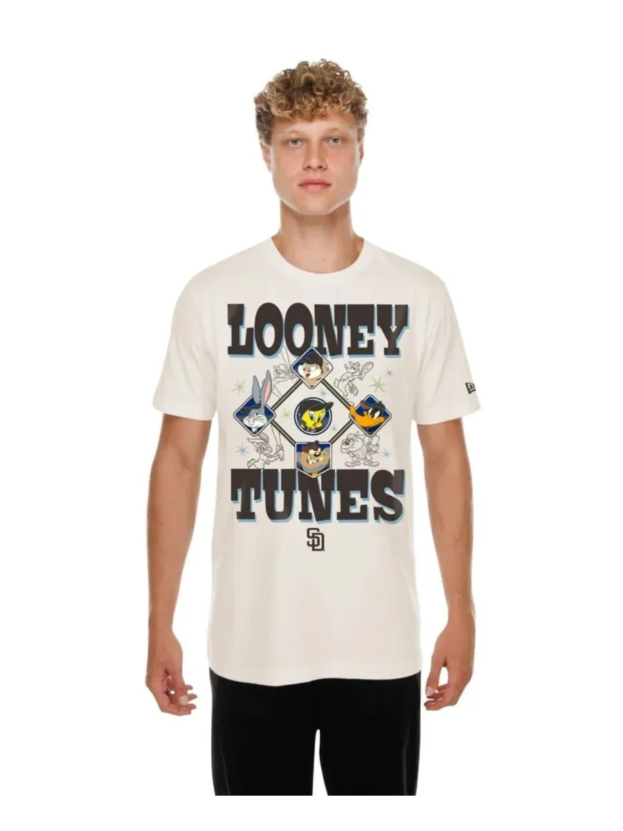 Футболка с принтом San Diego Padres Looney Tunes New Era — изображение 1 из 4, бежевый