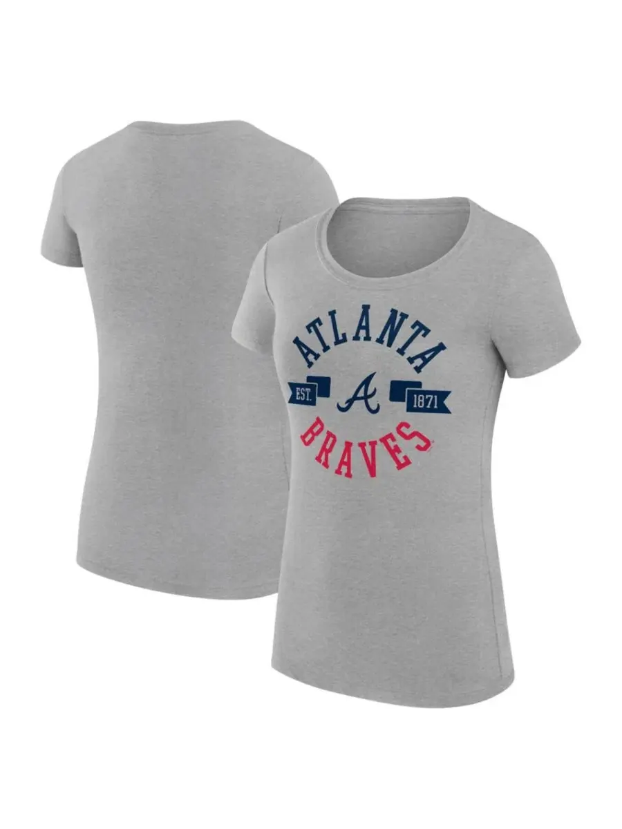 Футболка женская с принтом Super-Slim Fit Atlanta Braves G-III 4Her by Carl Banks — изображение 1 из 5, серый