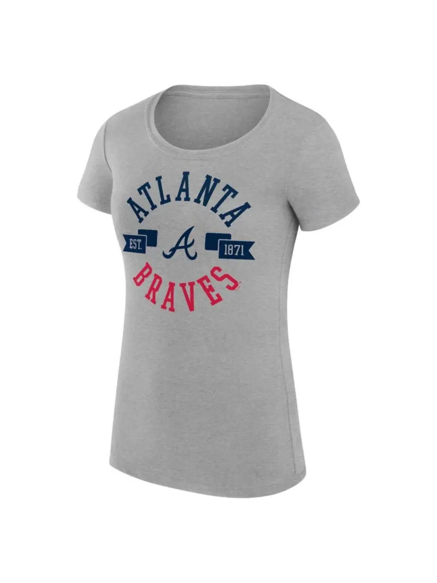 Футболка женская с принтом Super-Slim Fit Atlanta Braves G-III 4Her by Carl Banks — изображение 4 из 5, серый