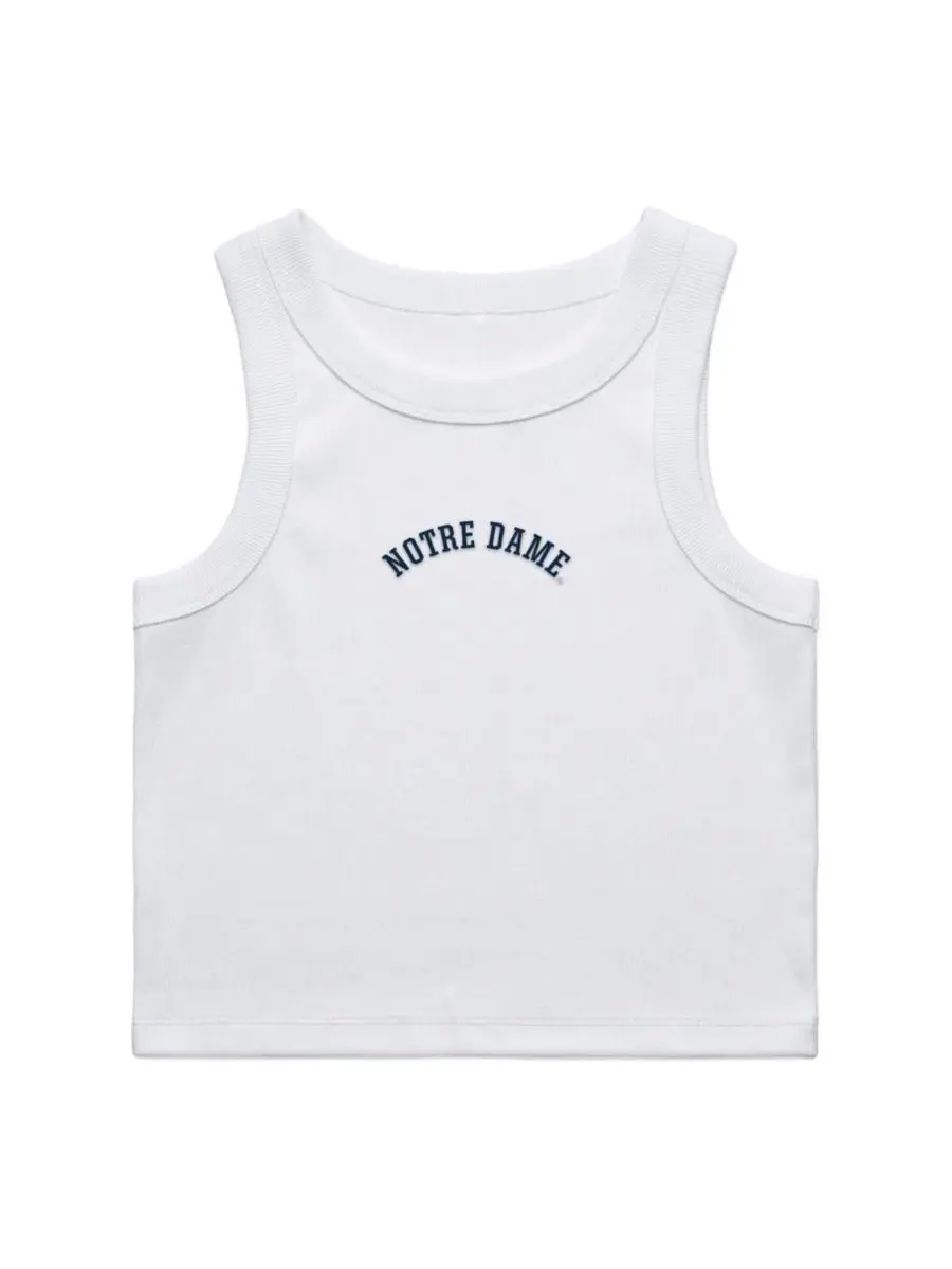 Женский топ-кроп из рибаны с вышивкой вверх ногами Notre Dame Fighting Irish Uscape Apparel — изображение 2 из 2, белый
