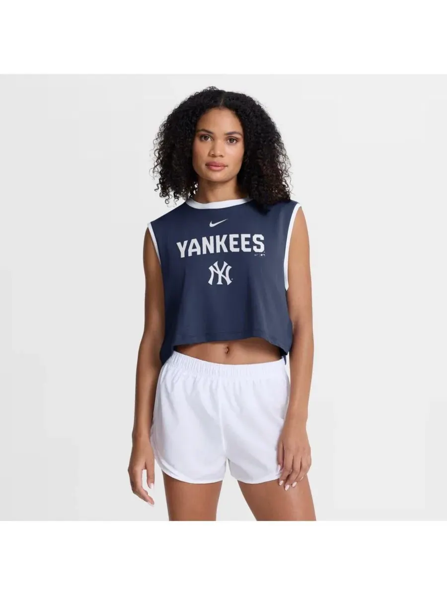 Женская укороченная майка свободного кроя New York Yankees Primetime из ткани Dri-FIT темно-синего — изображение 1 из 8