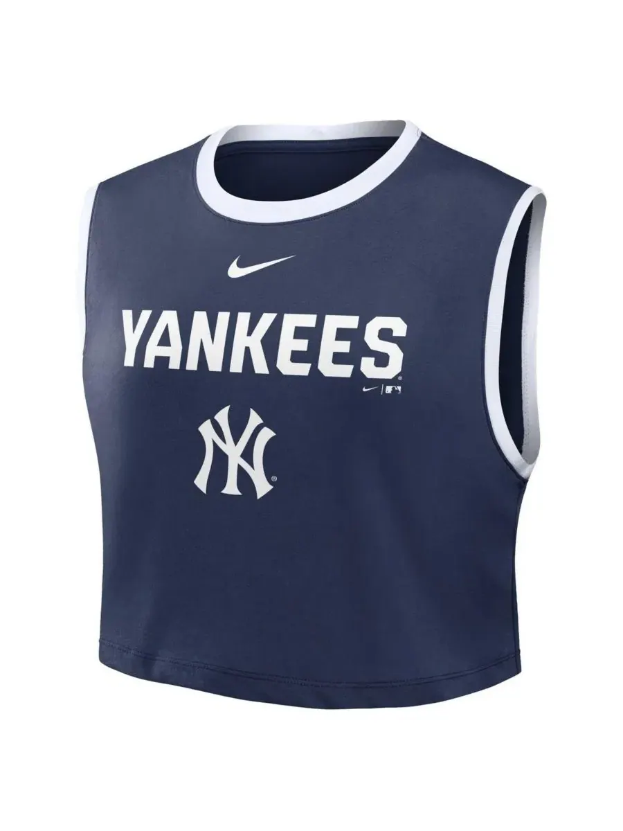 Женская укороченная майка свободного кроя New York Yankees Primetime из ткани Dri-FIT темно-синего — изображение 4 из 8