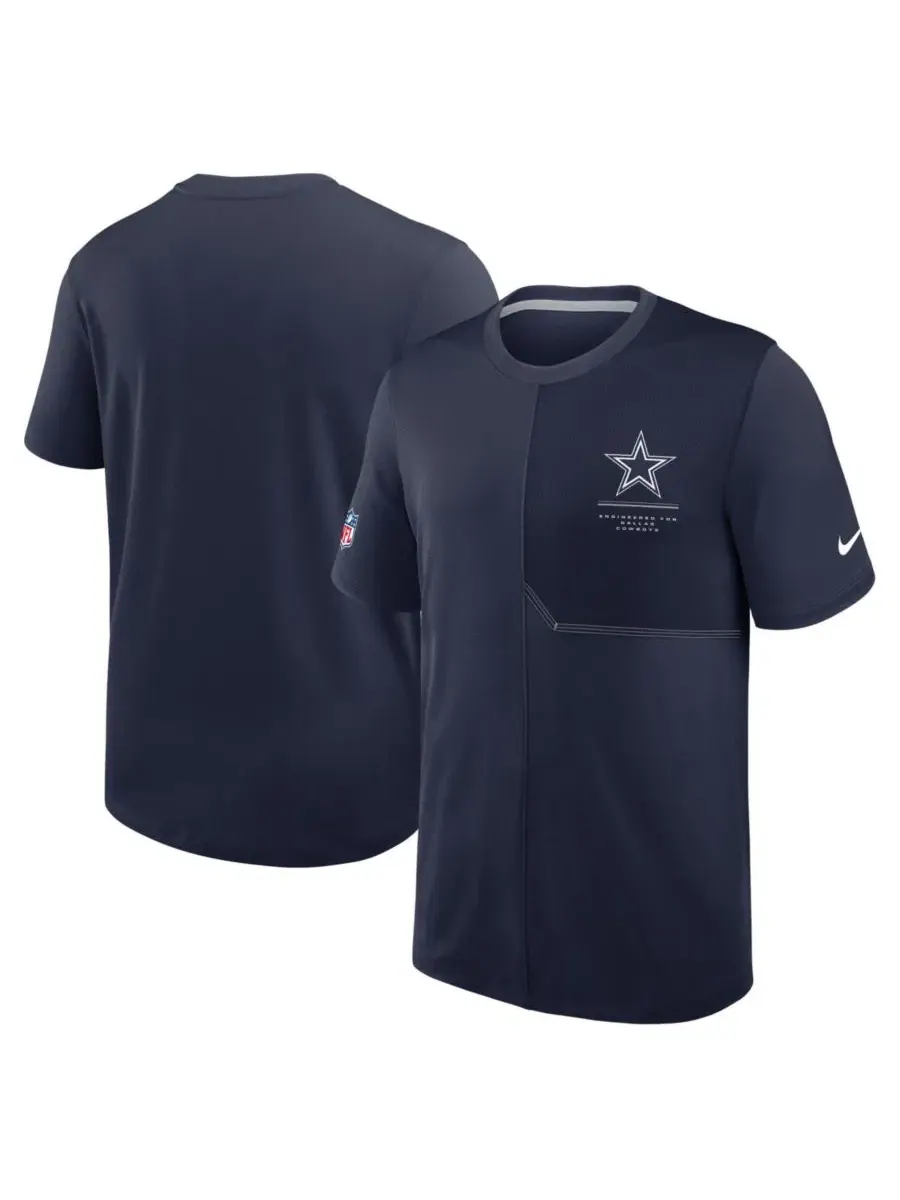 Мужская темно-синяя футболка тренера Dallas Cowboys Sideline UV Dri-FIT Nike — изображение 1 из 3, темно-синий