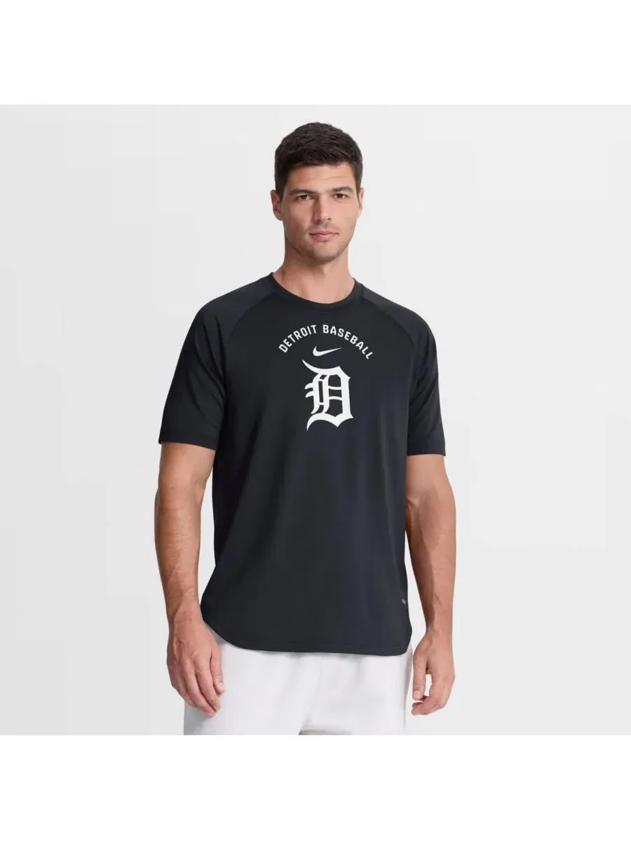 Мужская темно-синяя футболка Detroit Tigers из аутентичной коллекции для тренировок перед игрой, с — изображение 1 из 5