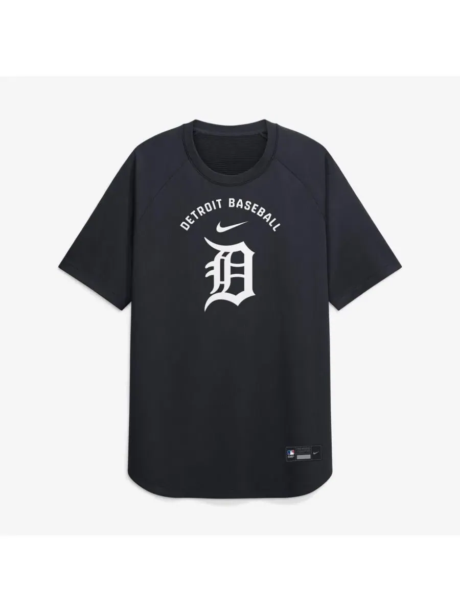 Мужская темно-синяя футболка Detroit Tigers из аутентичной коллекции для тренировок перед игрой, с — изображение 2 из 5