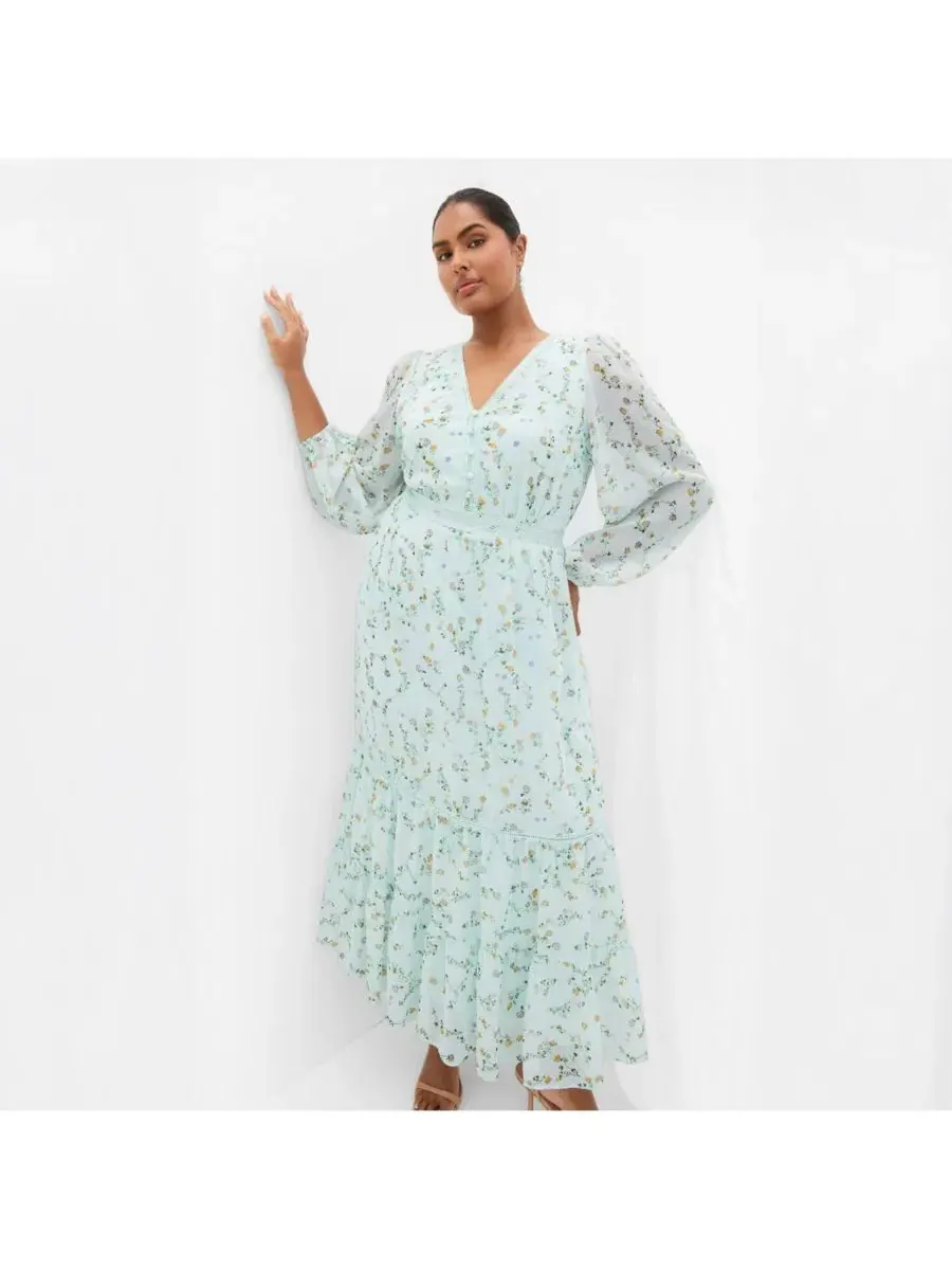 Платье макси с принтом Kiki Ditsy Print CITY CHIC, Sweet Ditsy — изображение 3 из 5