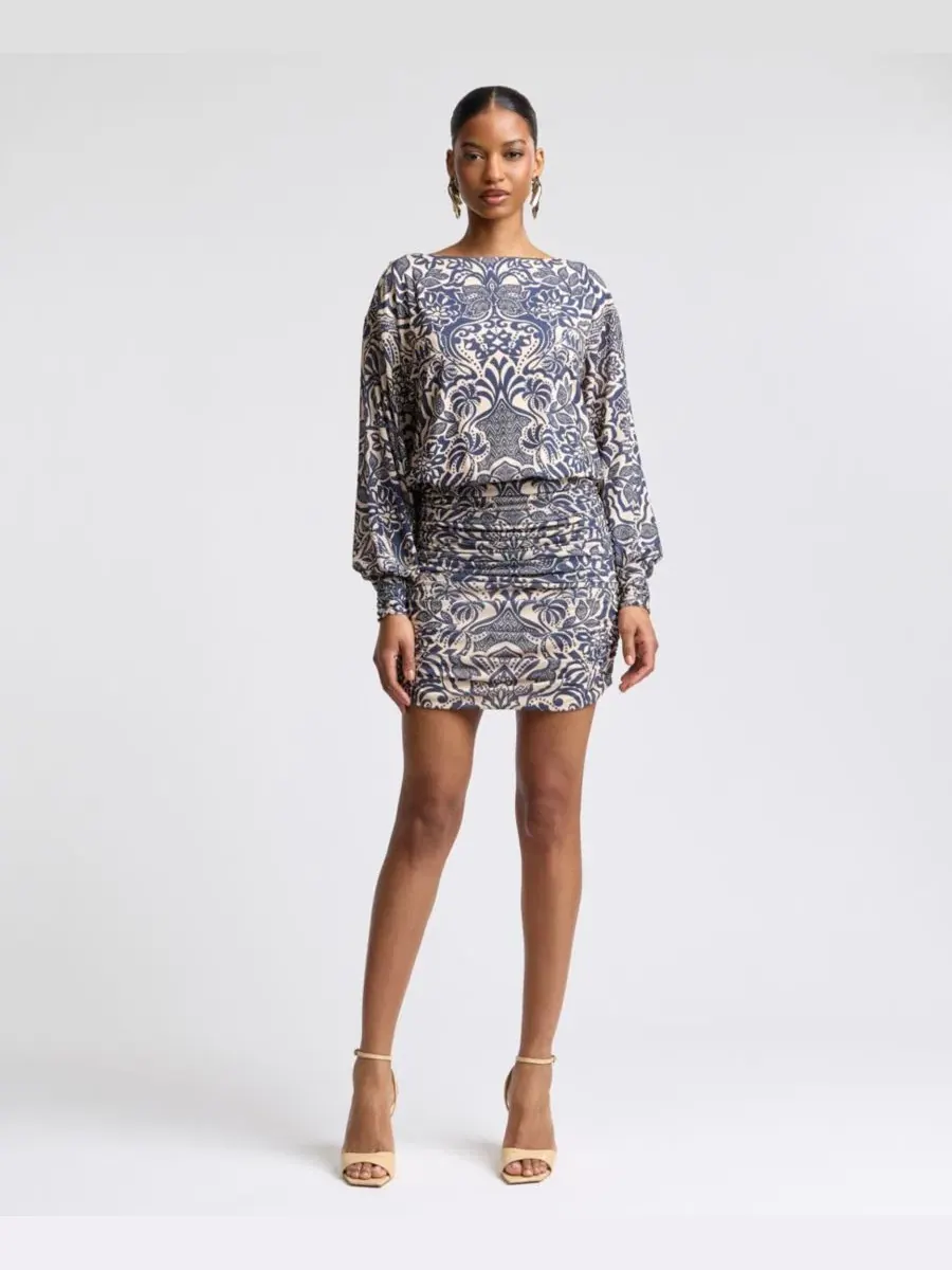 Платье мини с принтом, с рукавами-фонариками, модель Lotus Batik Avec Les Filles, Lotus Batik — изображение 1 из 7