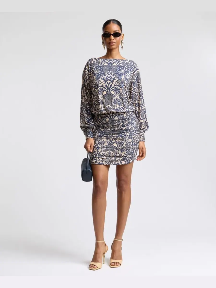Платье мини с принтом, с рукавами-фонариками, модель Lotus Batik Avec Les Filles, Lotus Batik — изображение 2 из 7