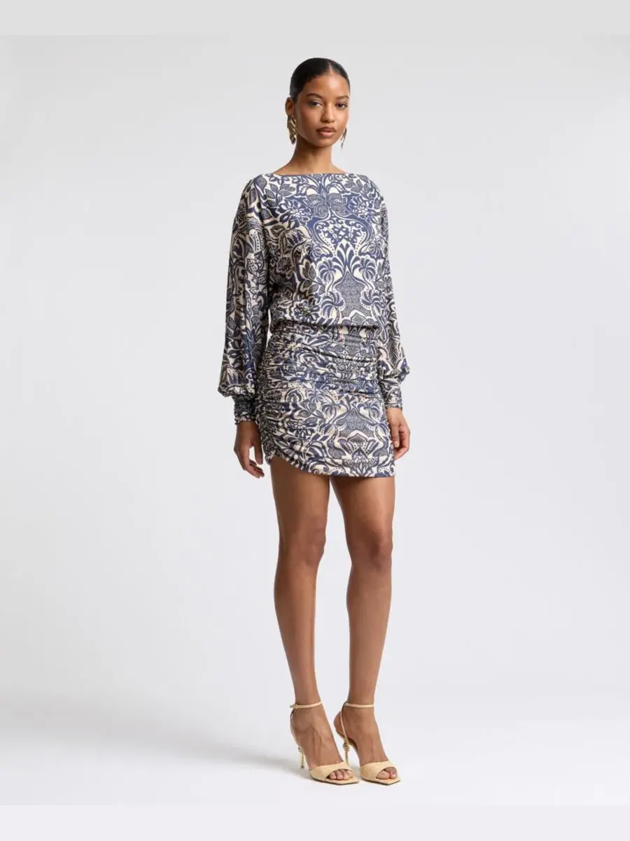 Платье мини с принтом, с рукавами-фонариками, модель Lotus Batik Avec Les Filles, Lotus Batik — изображение 3 из 7