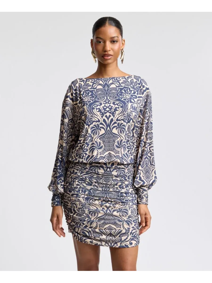 Платье мини с принтом, с рукавами-фонариками, модель Lotus Batik Avec Les Filles, Lotus Batik — изображение 5 из 7