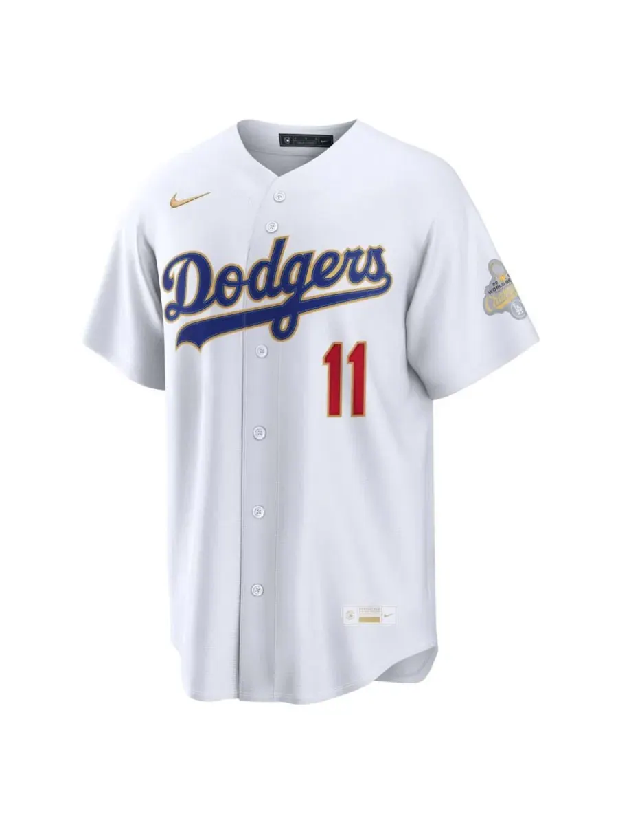 Мужская бейсбольная джерси Nike Roki Sasaki Los Angeles Dodgers 2026 Gold Collection — изображение 2 из 3, белый