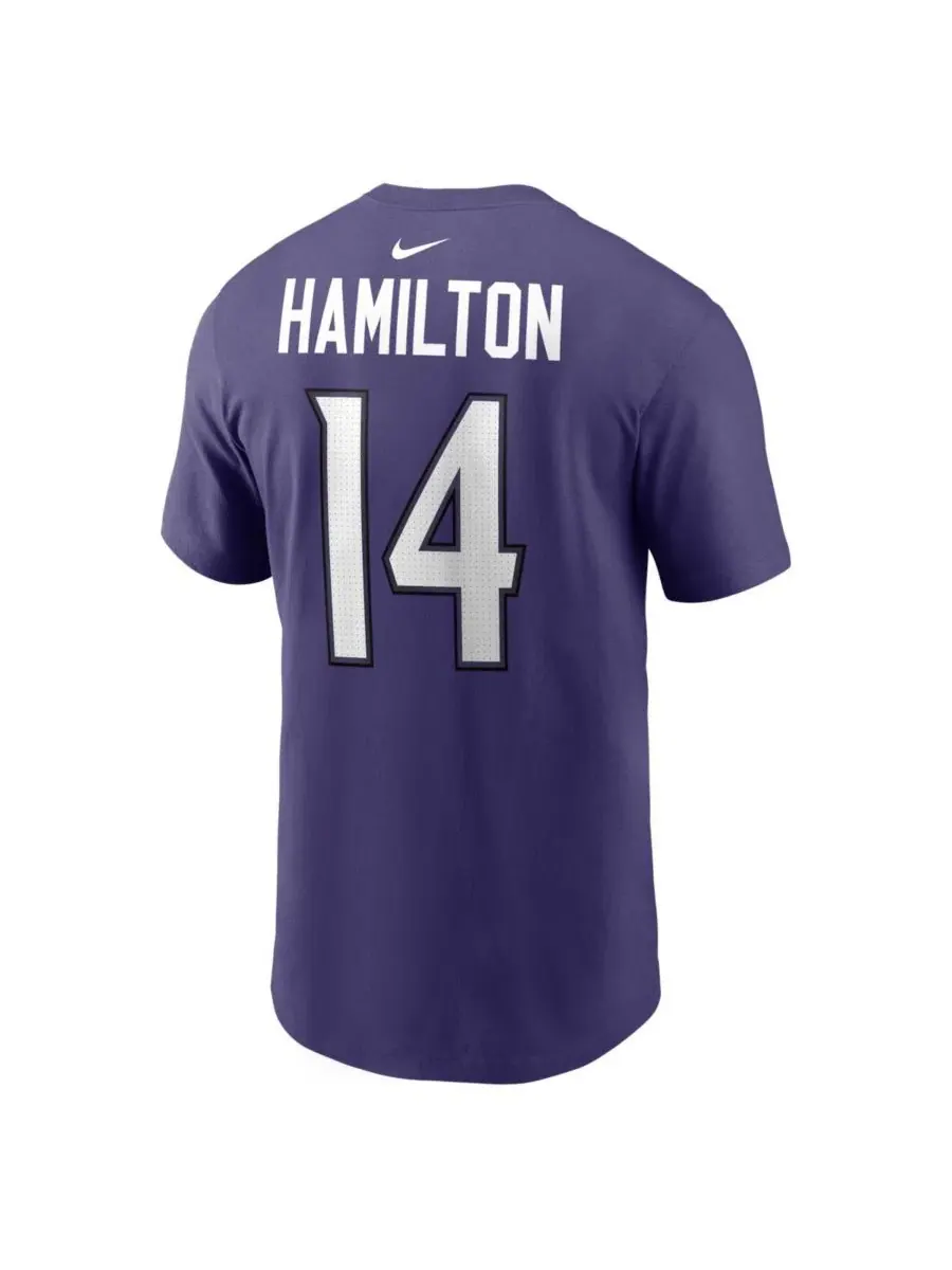 Футболка с именем и номером игрока Kyle Hamilton Baltimore Ravens Nike — изображение 3 из 3, фиолетовый