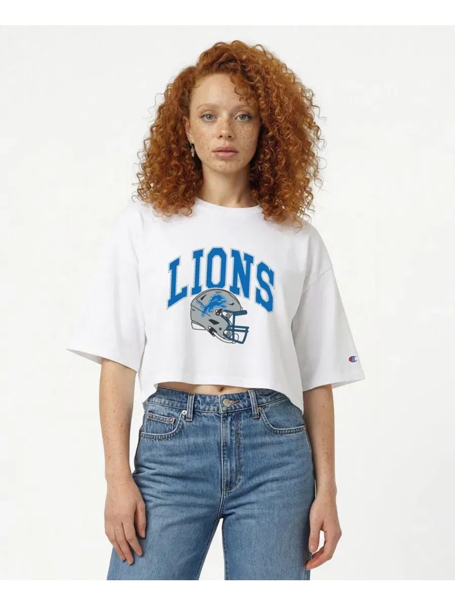 Футболка-оверсайз с принтом Detroit Lions Champion — изображение 1 из 5, белый