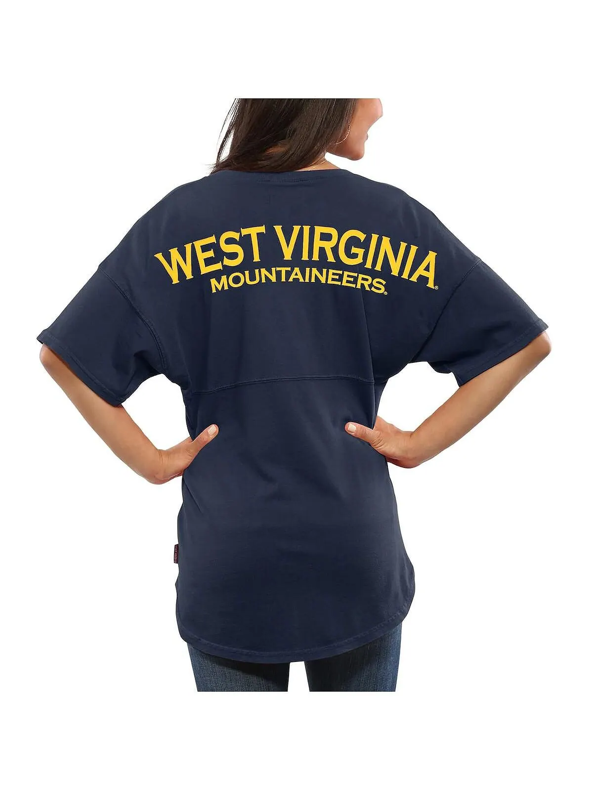 Женская темно-синяя футболка оверсайз West Virginia Mountaineers Spirit Jersey — изображение 3 из 3, темно-синий