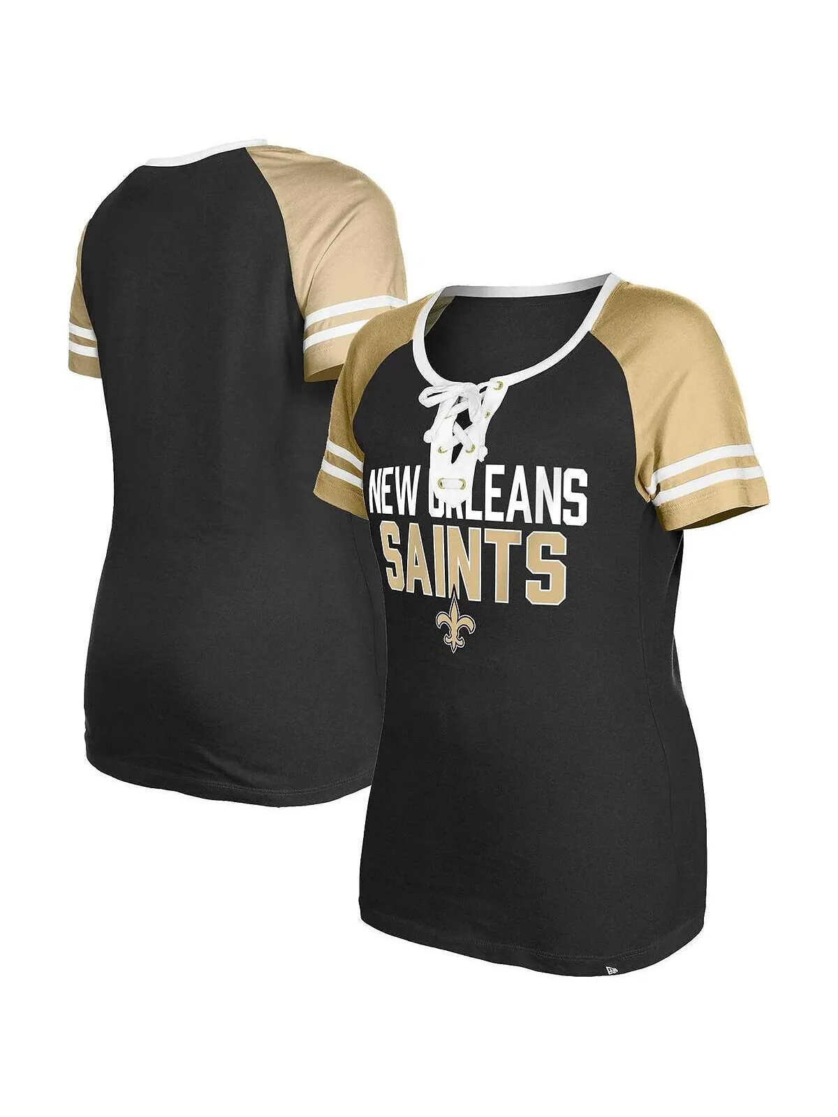 Женская черная футболка на шнуровке New Orleans Saints реглан New Era