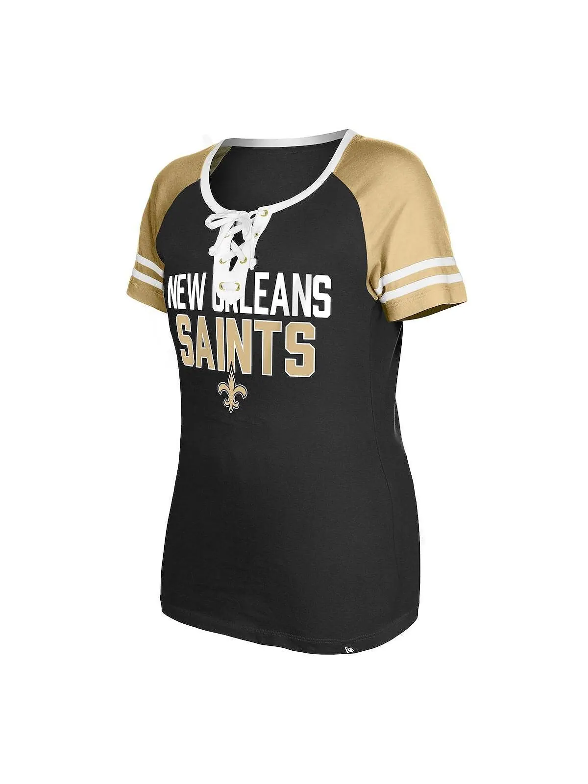 Женская черная футболка на шнуровке New Orleans Saints реглан New Era — изображение 2 из 3, черный