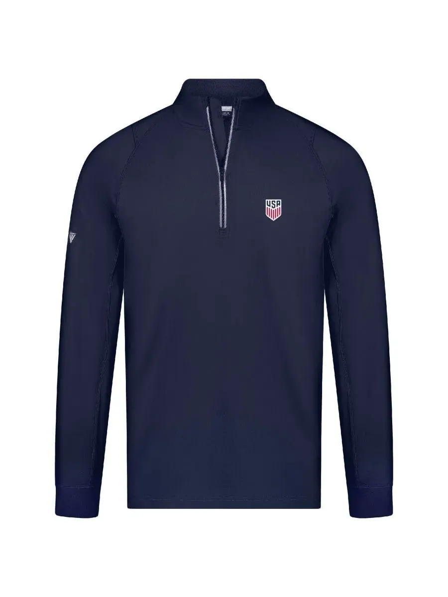 Мужской пуловер с четверть-молнией USMNT Theory LevelWear — изображение 2 из 3, темно-синий