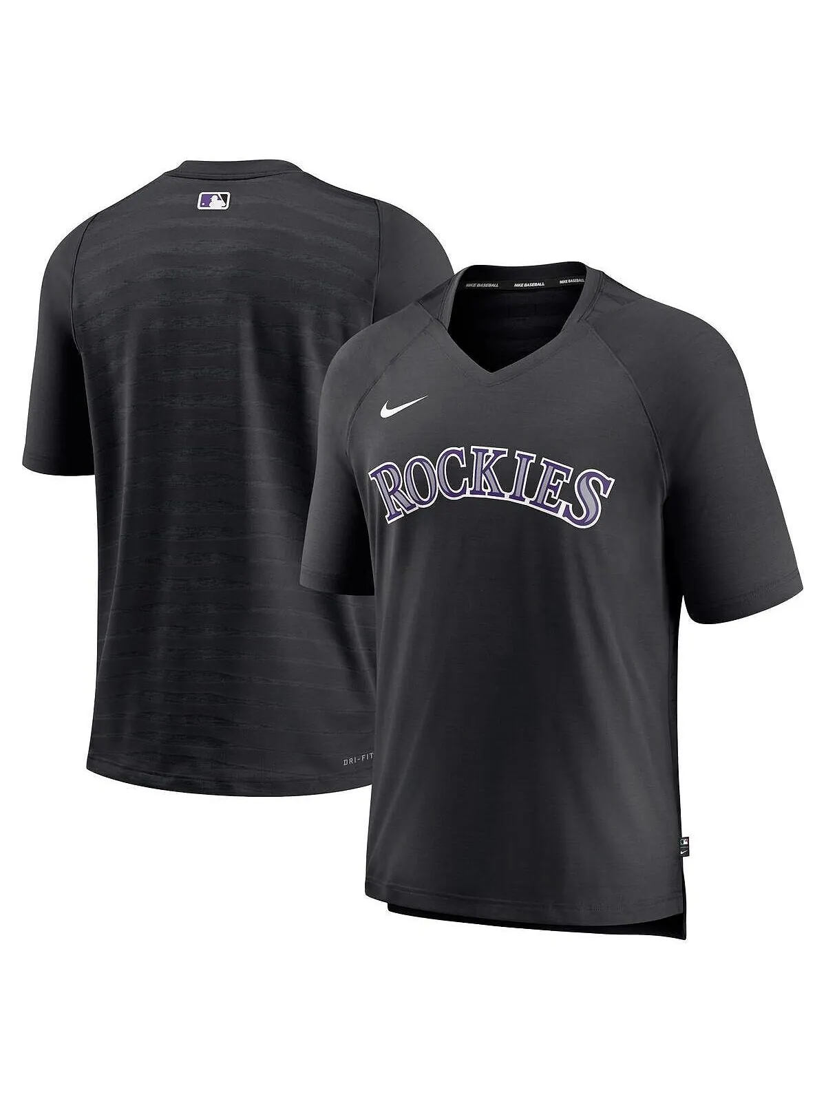 Мужская черная футболка Colorado Rockies Authentic Collection Pregame Raglan Performance с — изображение 1 из 3, черный