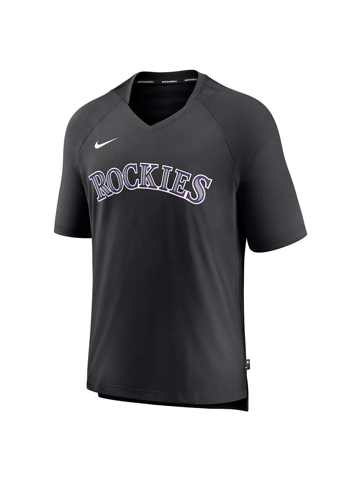 Мужская черная футболка Colorado Rockies Authentic Collection Pregame Raglan Performance с — изображение 3 из 3, черный