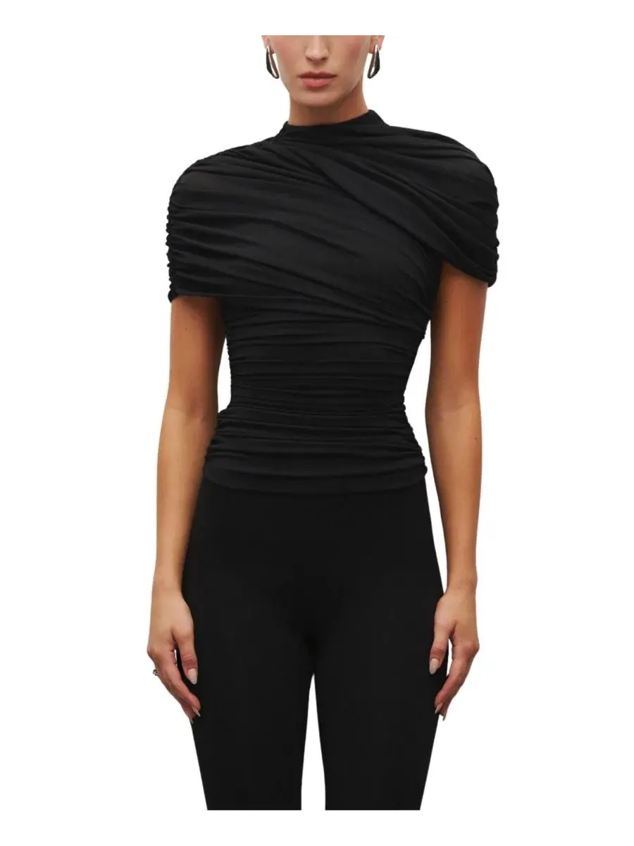 Женский топ с драпировкой на плечах, модель The Draped Shoulder Top Heiress Beverly Hills