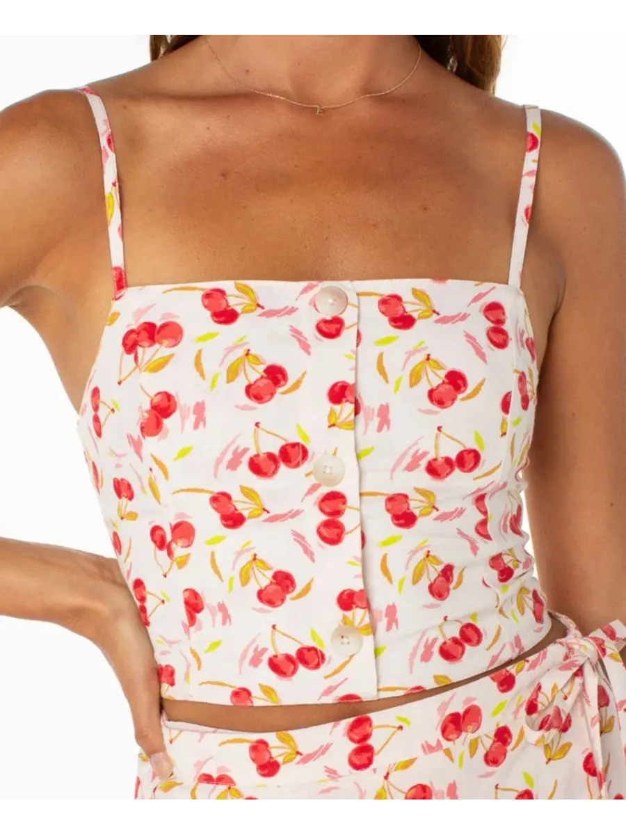 Женский топ с квадратным вырезом без рукавов Island Sun Roxy, Hibiscus Cherry On Top — изображение 4 из 5