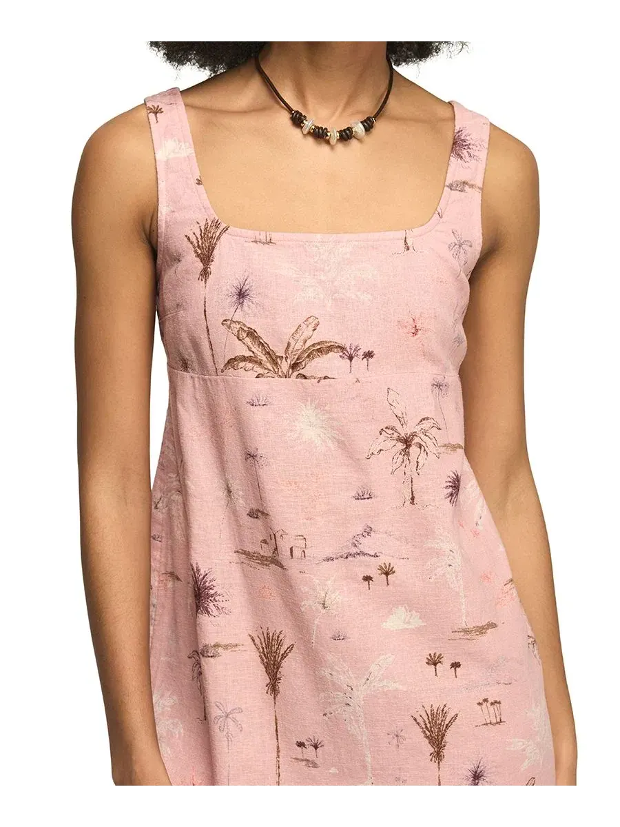 Платье-мини с принтом Palm Print Lucky Brand, Mauve Palm Print — изображение 4 из 6