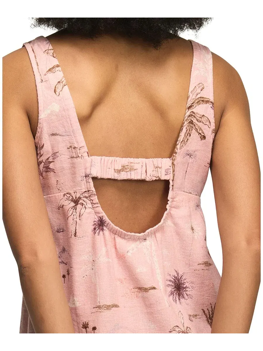 Платье-мини с принтом Palm Print Lucky Brand, Mauve Palm Print — изображение 6 из 6